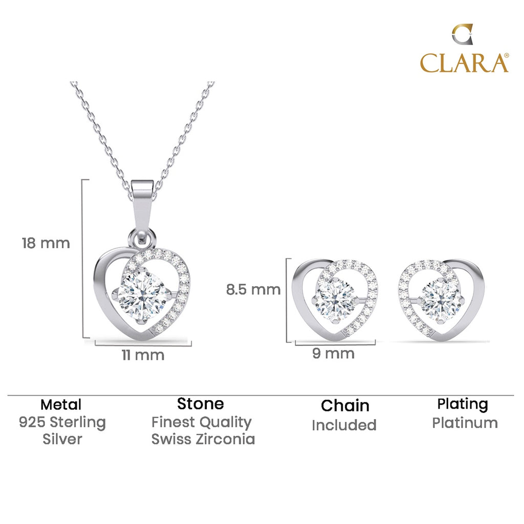 Silver Zola Heart Jewellery Set