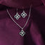 CLARA 925 Sterling Silver Green Flower Pendant Earring Chain Jewellery Set 