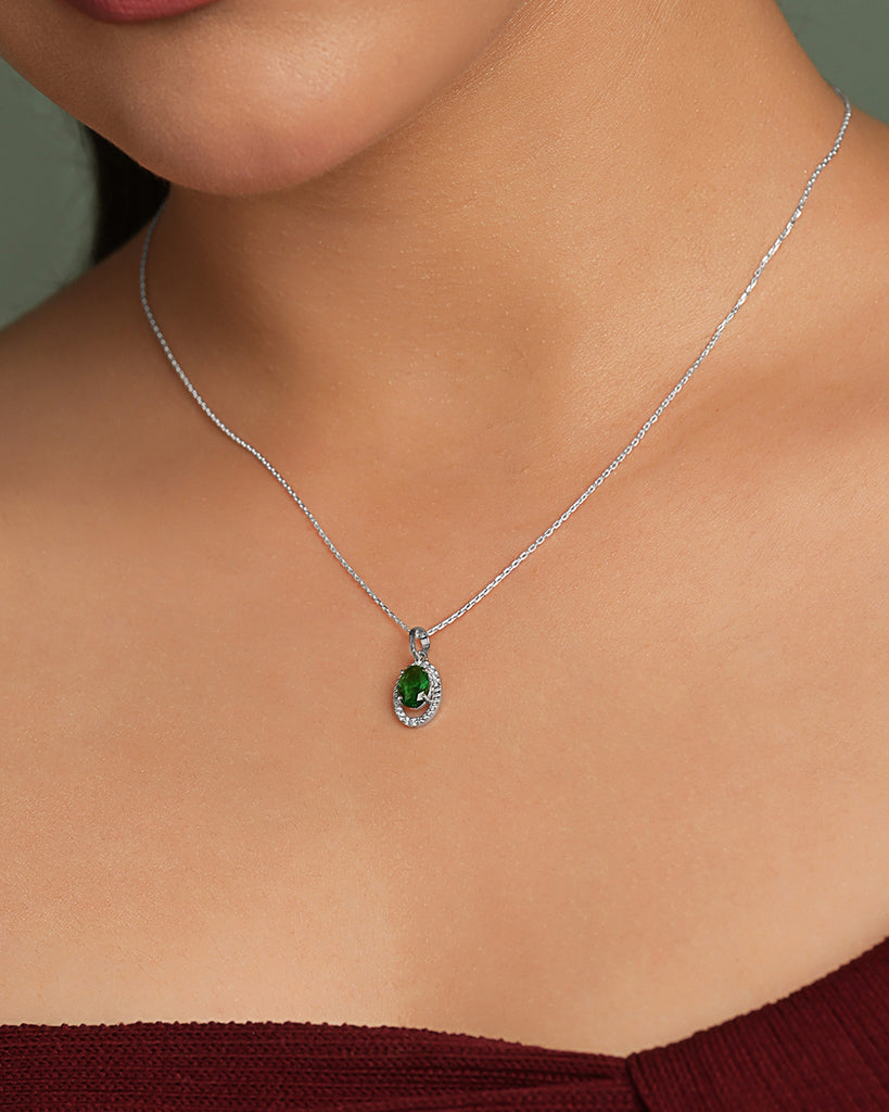 Silver Chiara Green Pendant with Chain