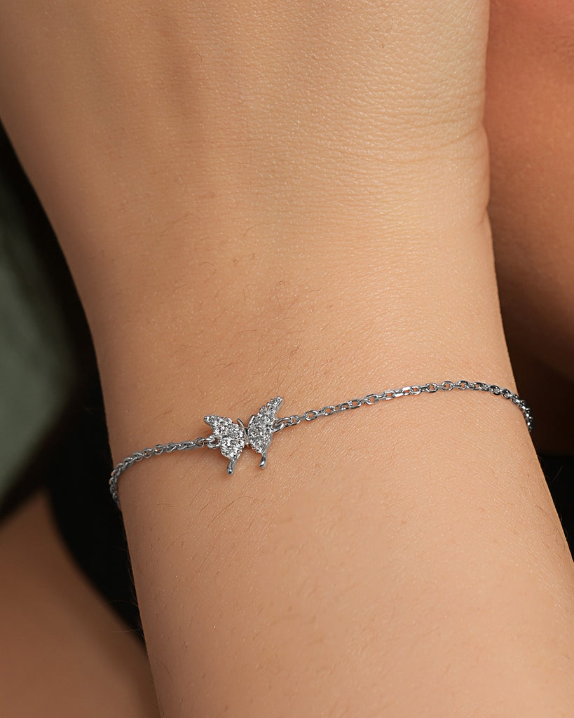 Silver Fia Butterfly Adjustable Chain Bracelet