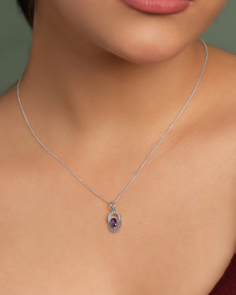 Silver Asti Purple Pendant with Chain