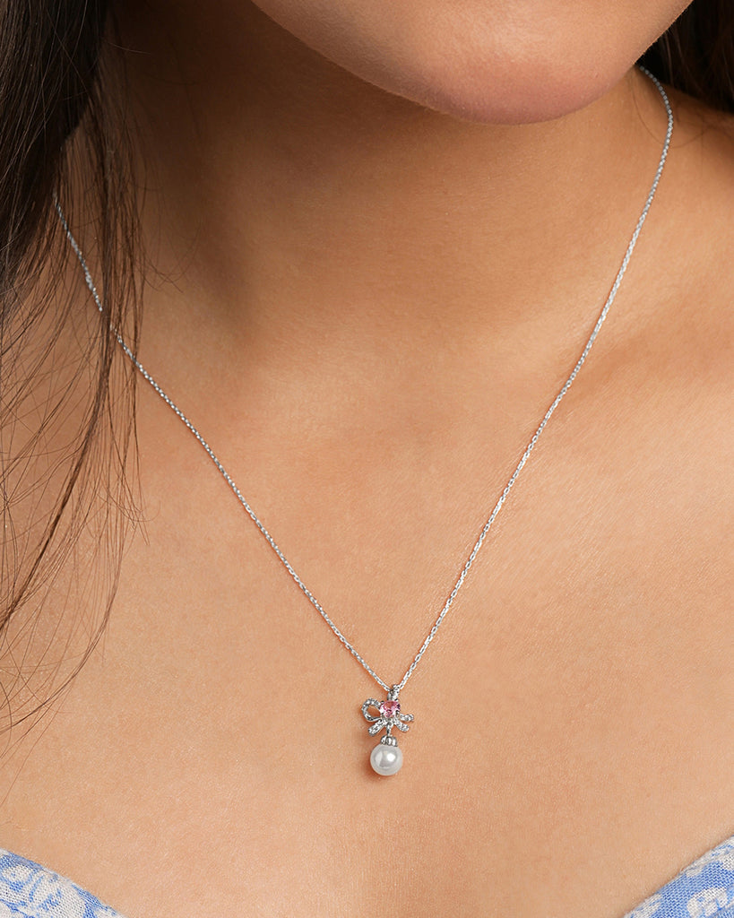 Silver Mirella Pearl Pendant with Chain