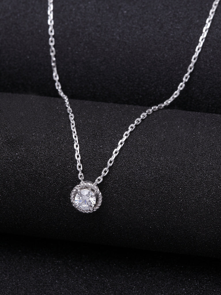 CLARA 925 Sterling Silver Rhodium Plated Rope Pendant with Chain Gift for Women and Girls