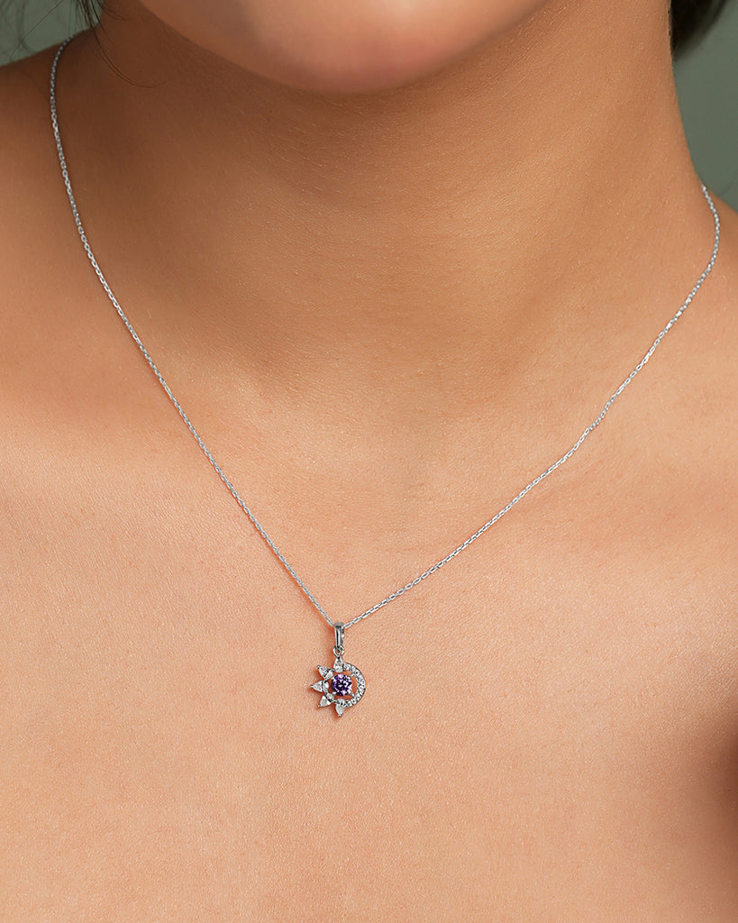 Silver Capri Purple Pendant with Chain