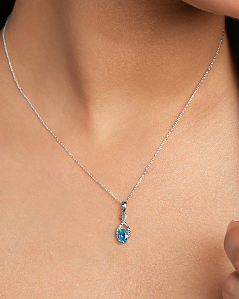 Silver Elda Sky Blue Pendant with Chain