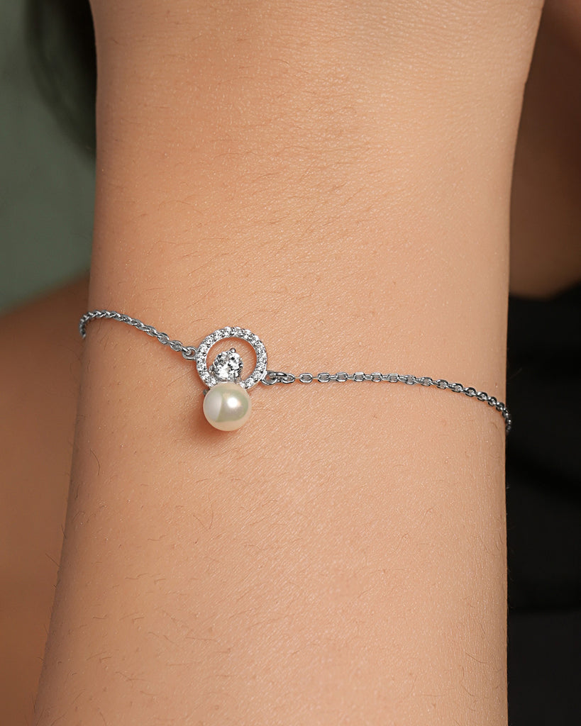 Silver Dante Pearl Adjustable Chain Bracelet