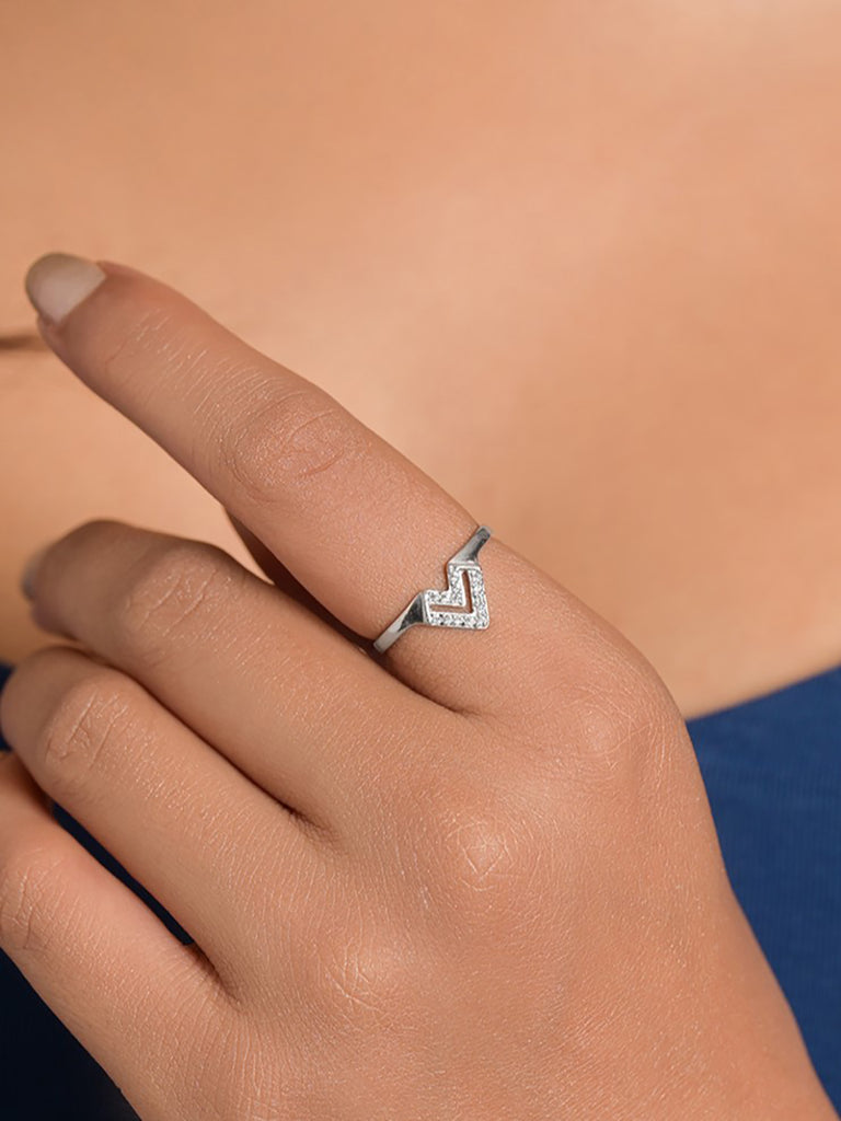Silver Milano Chevron Ring