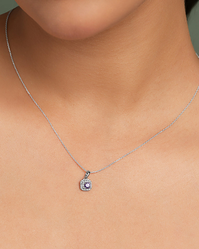 Silver Sienna Purple Pendant with Chain