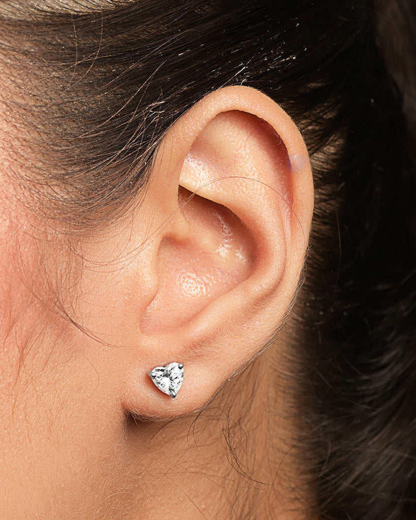 Silver Claire Heart Stud Earrings