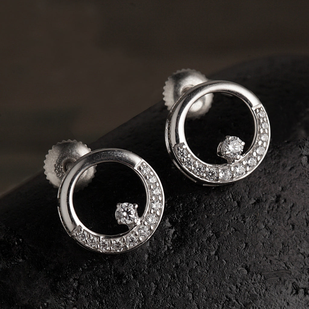 CLARA 925 Sterling Silver Swiss Zirconia Evie Earring With Screw Back Gift for Women and Girls