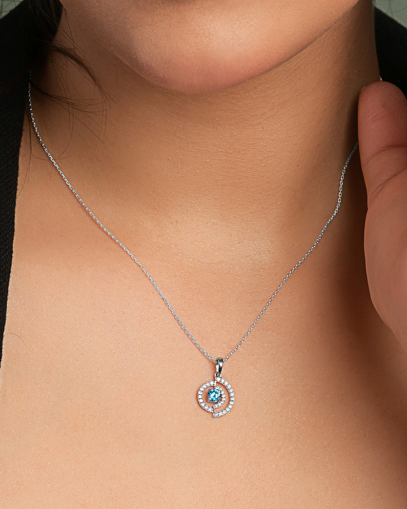 Silver Rici Sky Blue Pendant with Chain