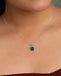 Silver Oriana Green Pendant with Chain