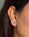 Silver Iris Pink Heart Stud Earrings