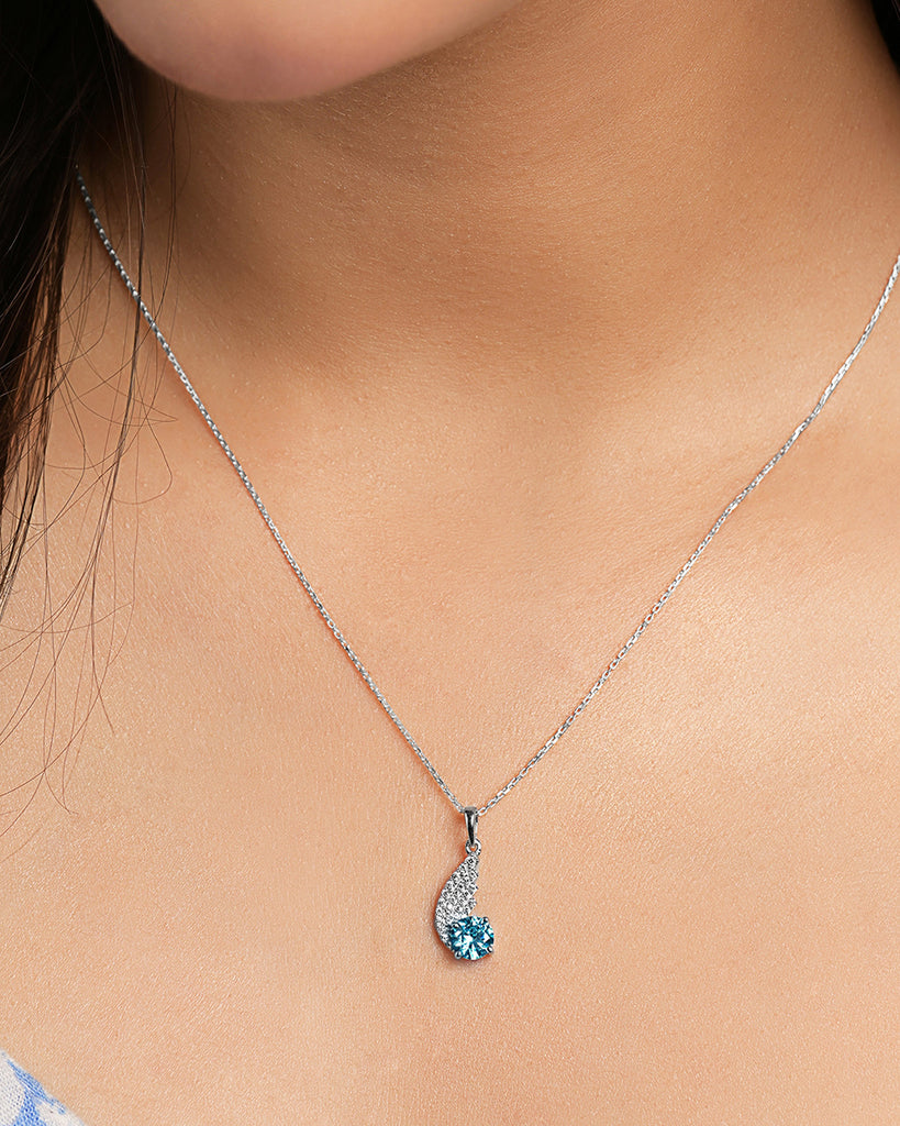 Silver Orsel Sky Blue Pendant with Chain