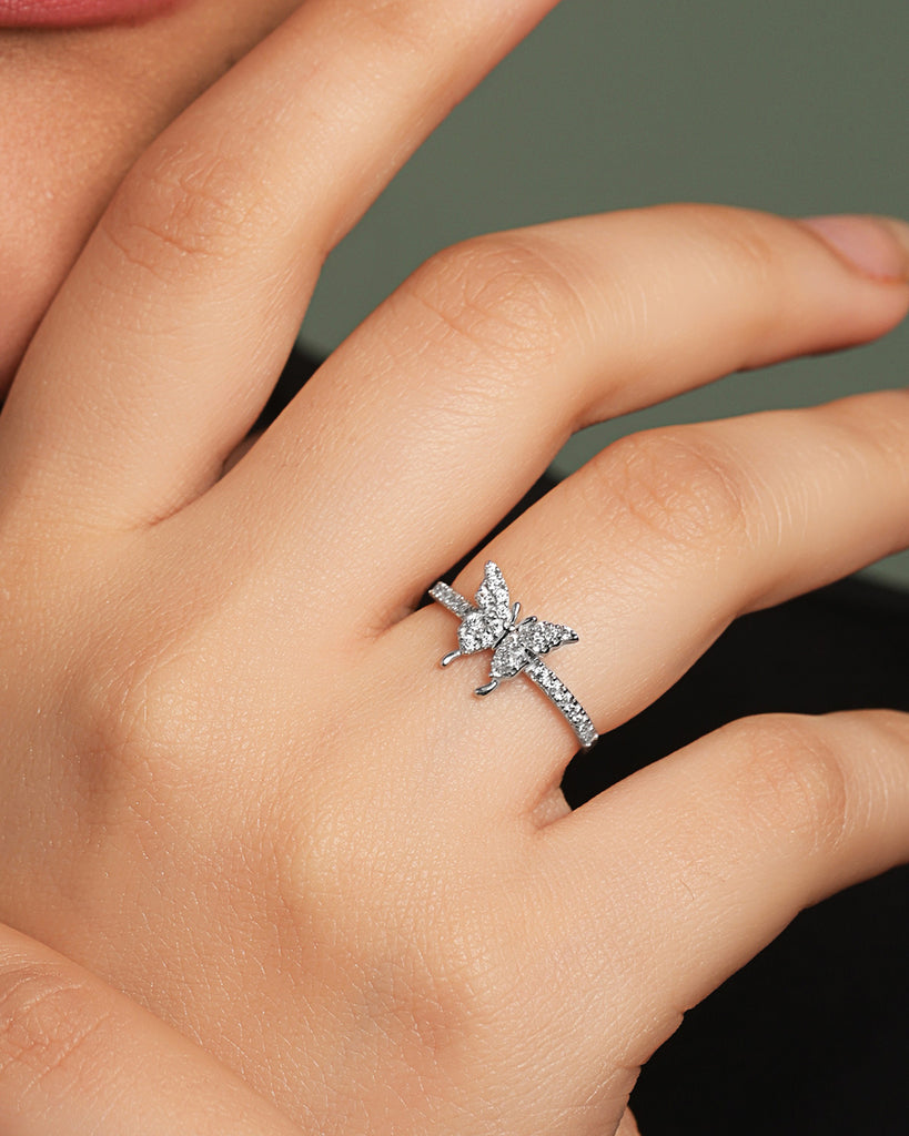 Silver Fia Butterfly Finger Ring