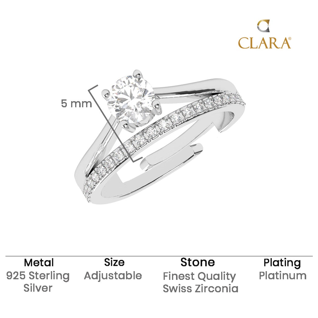 Silver Roisin Double Banded Solitaire Ring
