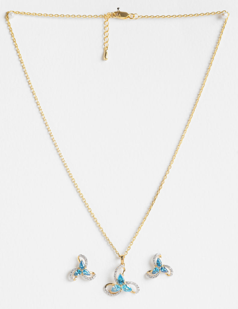 CLARA 925 Sterling Silver Melba Pendant Earring Chain Jewellery Set 