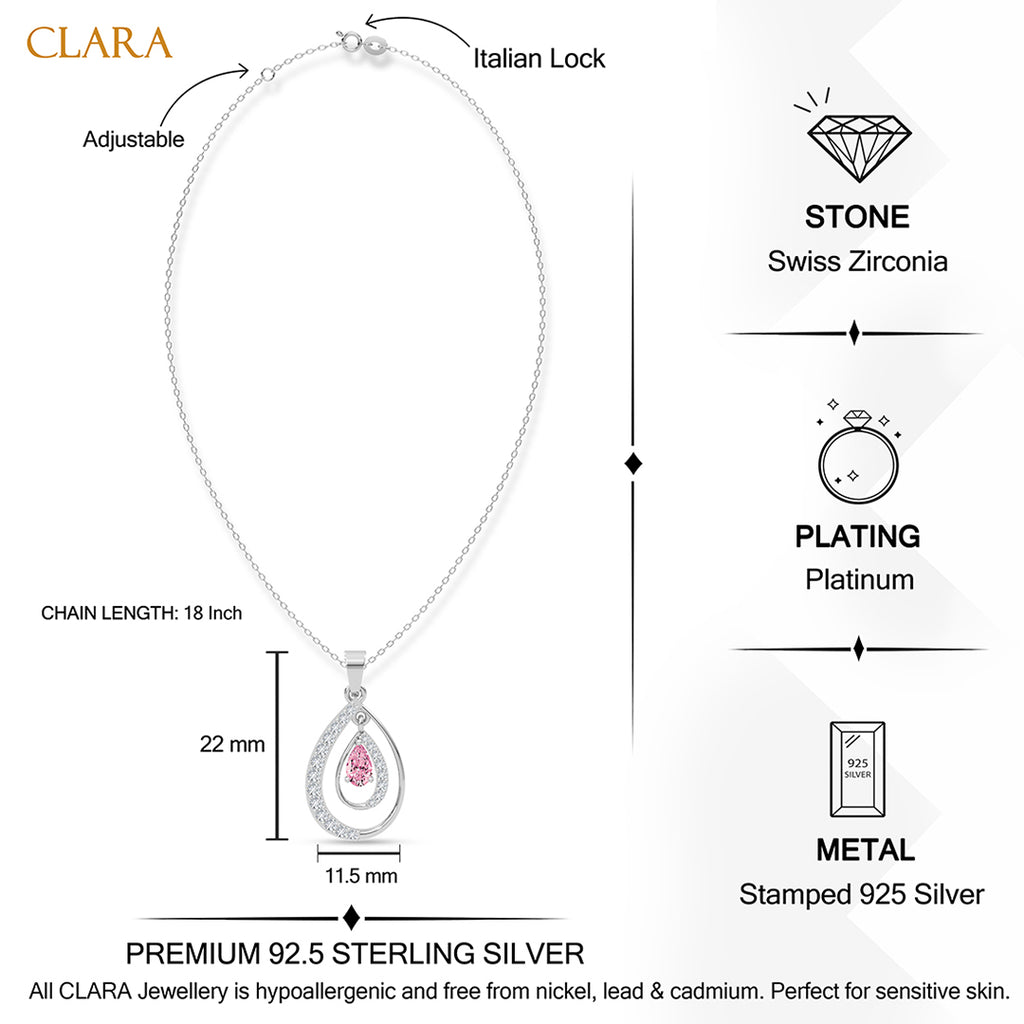 Silver Meconi Pink Pendant with Chain