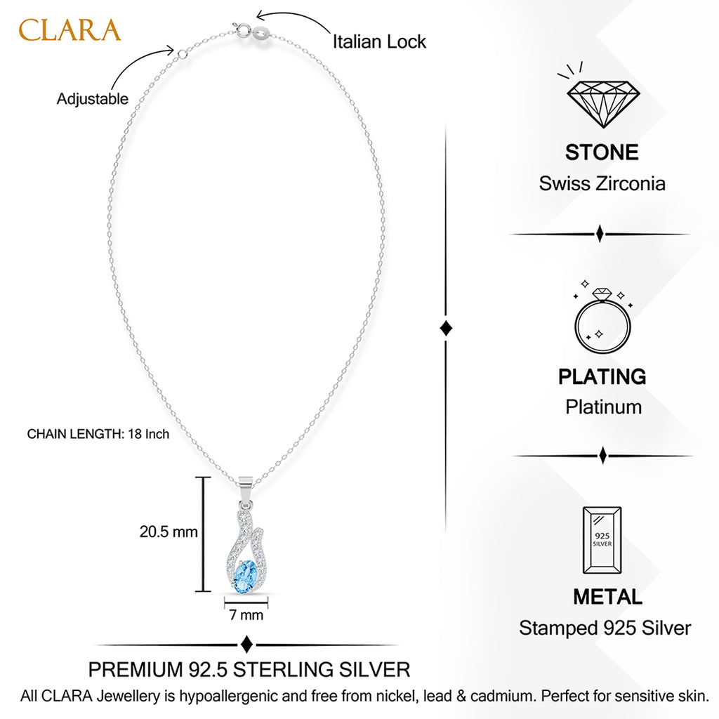 Silver Nilda Sky Blue Pendant with Chain