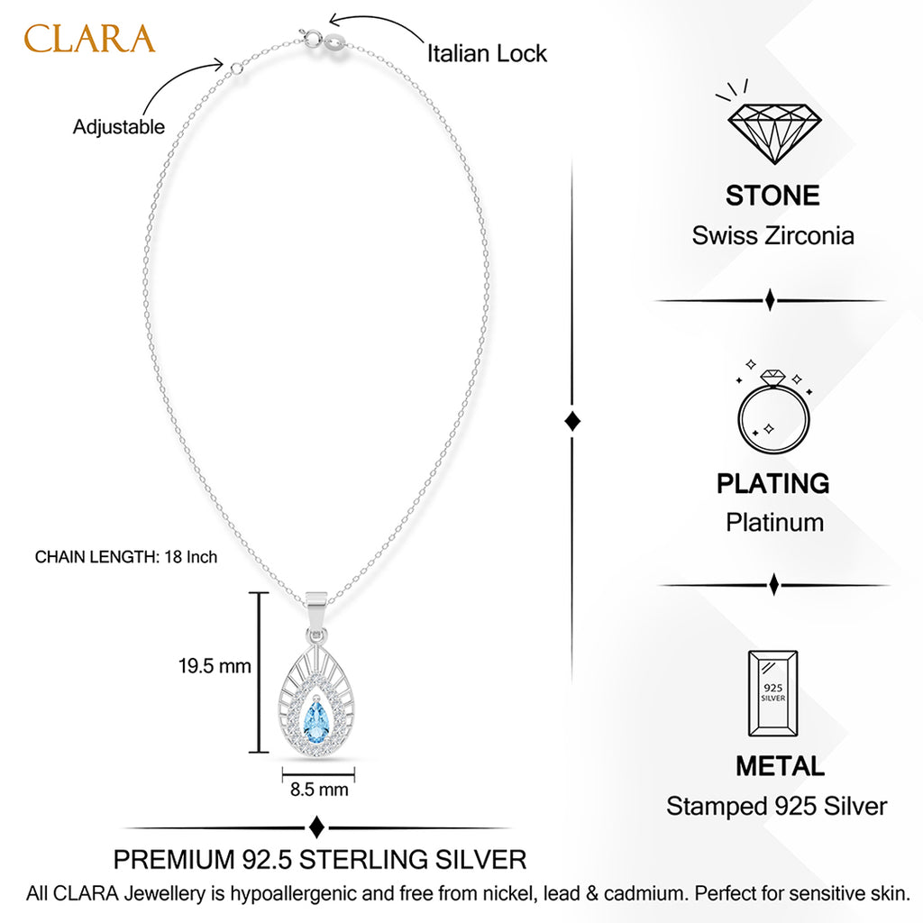 Silver Freni Sky Blue Pendant with Chain