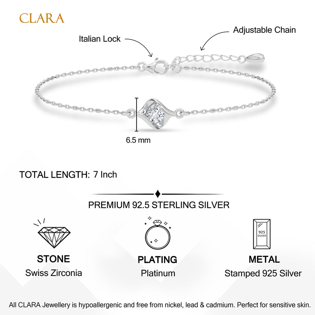 Silver Livia Solitaire Adjustable Chain Bracelet