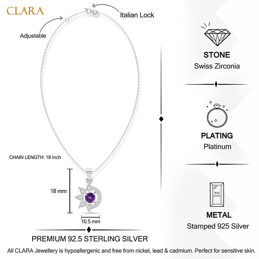 Silver Capri Purple Pendant with Chain