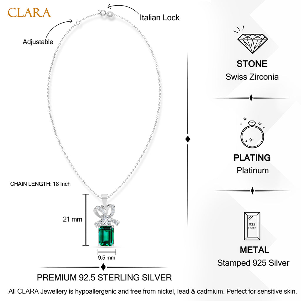 Silver Ginevra Green Pendant with Chain