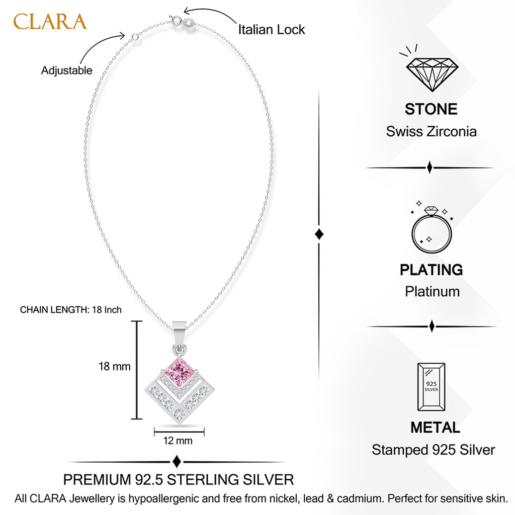 Silver Rosabella Pink Pendant with Chain