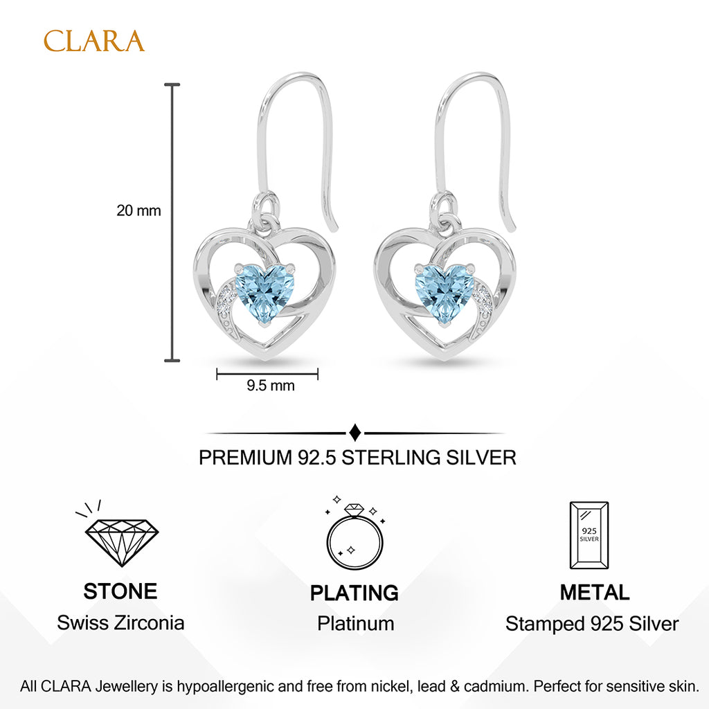 Silver Olesya Heart Drop Earrings
