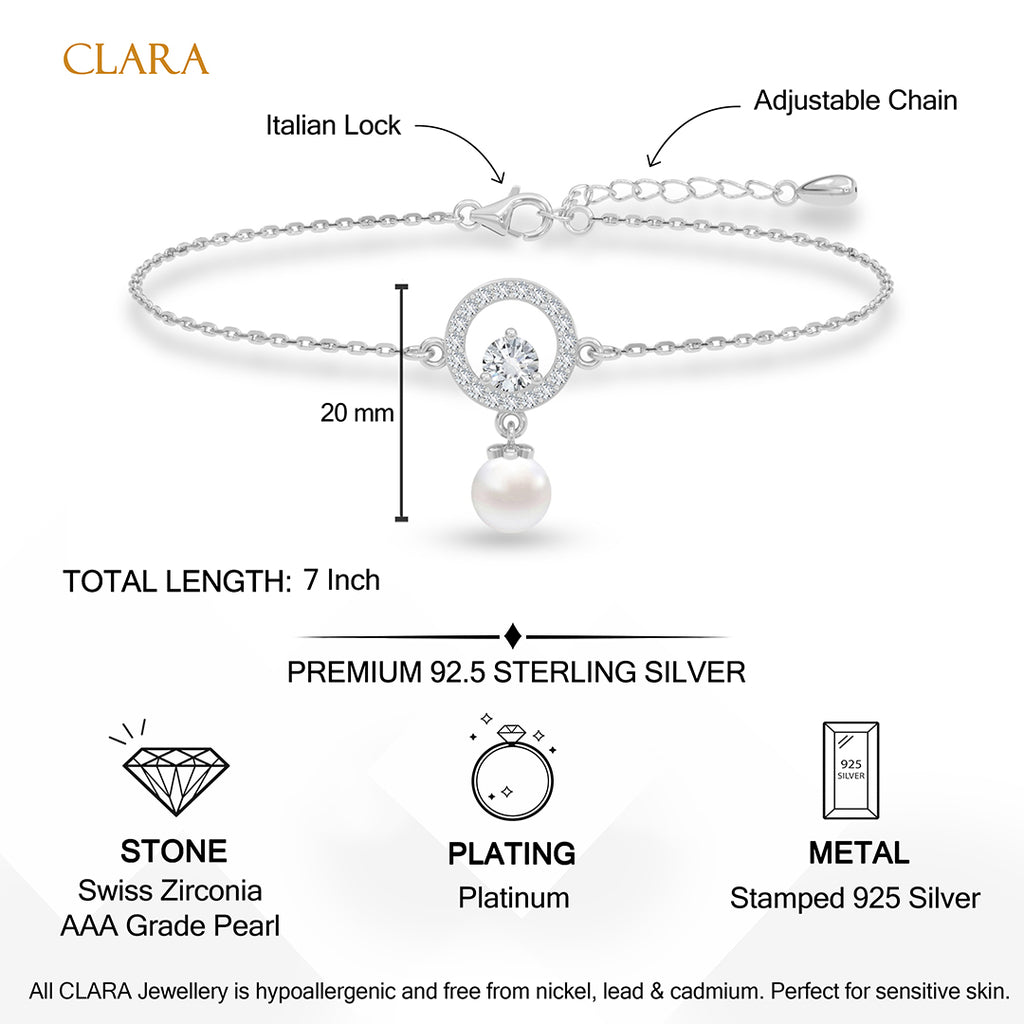 Silver Dante Pearl Adjustable Chain Bracelet