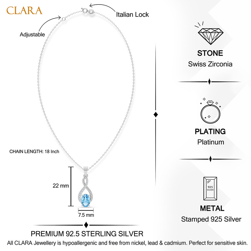 Silver Elda Sky Blue Pendant with Chain