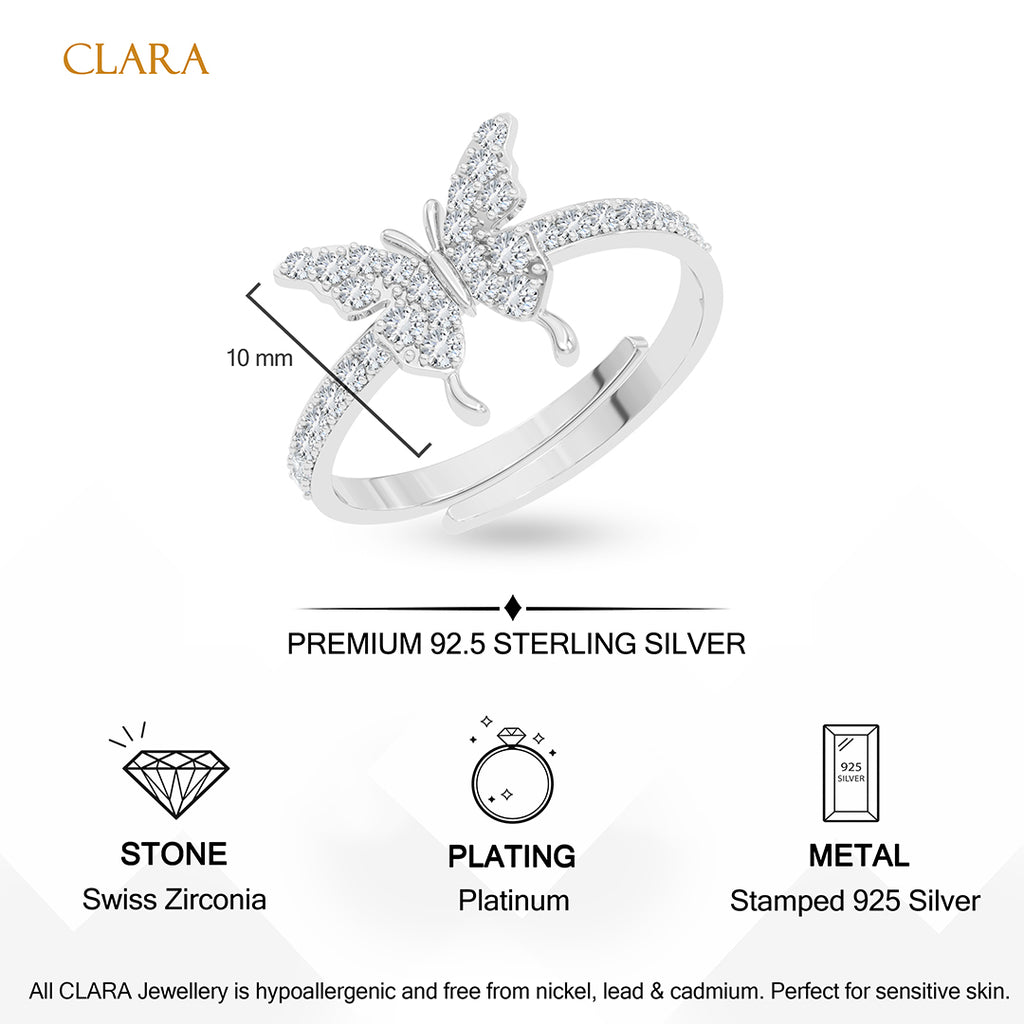 Silver Fia Butterfly Finger Ring