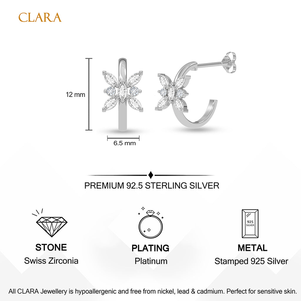 Silver Butterfly Hoop Earrings