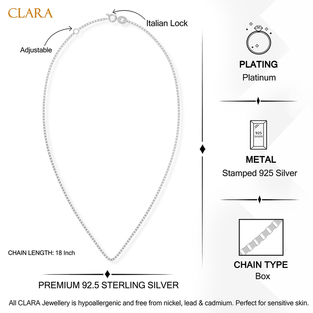 Silver Zelina Box Chain Necklace in 18 inches