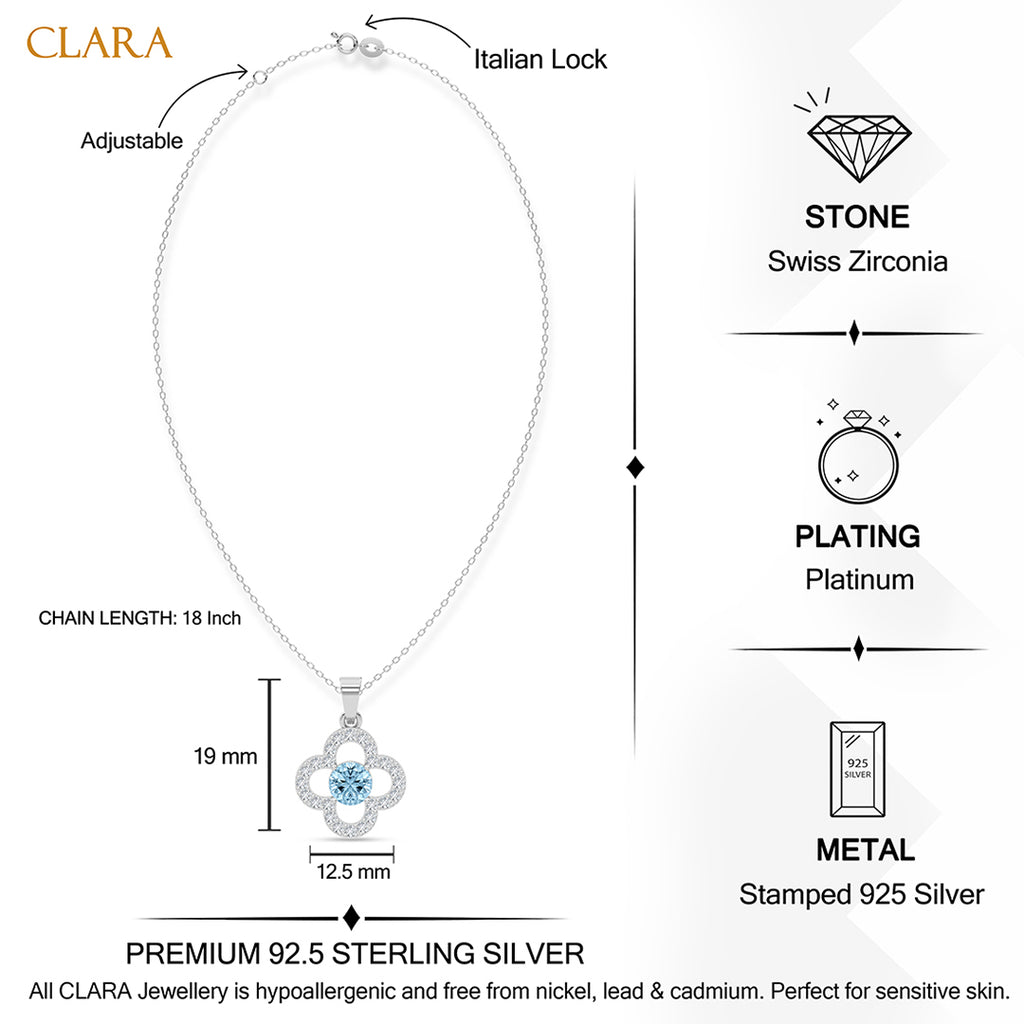 Silver Genna Sky Blue Pendant with Chain