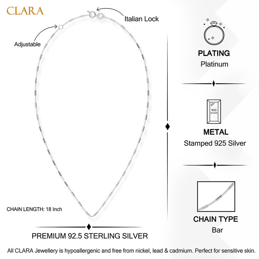 Silver Vienna Bar Chain Necklace in 18 inches