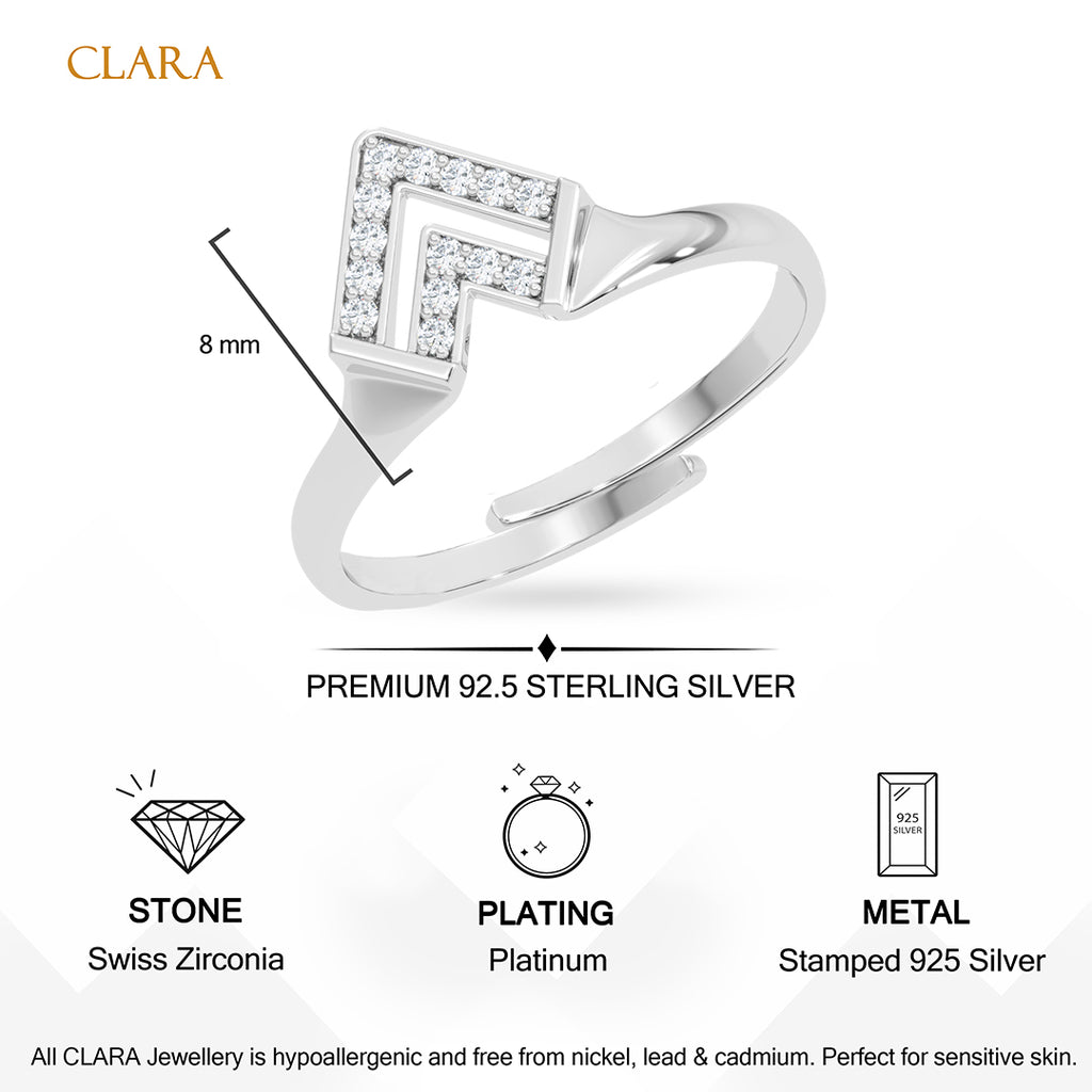 Silver Milano Chevron Ring
