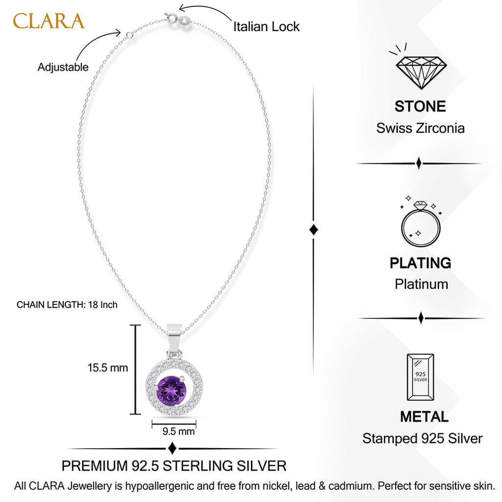 Silver Romina Purple Pendant with Chain