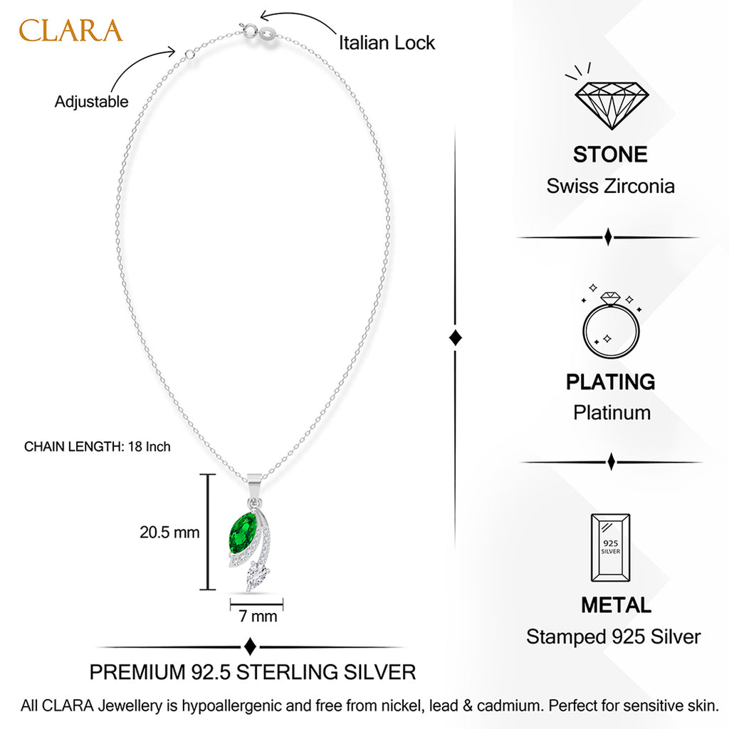 Silver Cosima Green Pendant with Chain