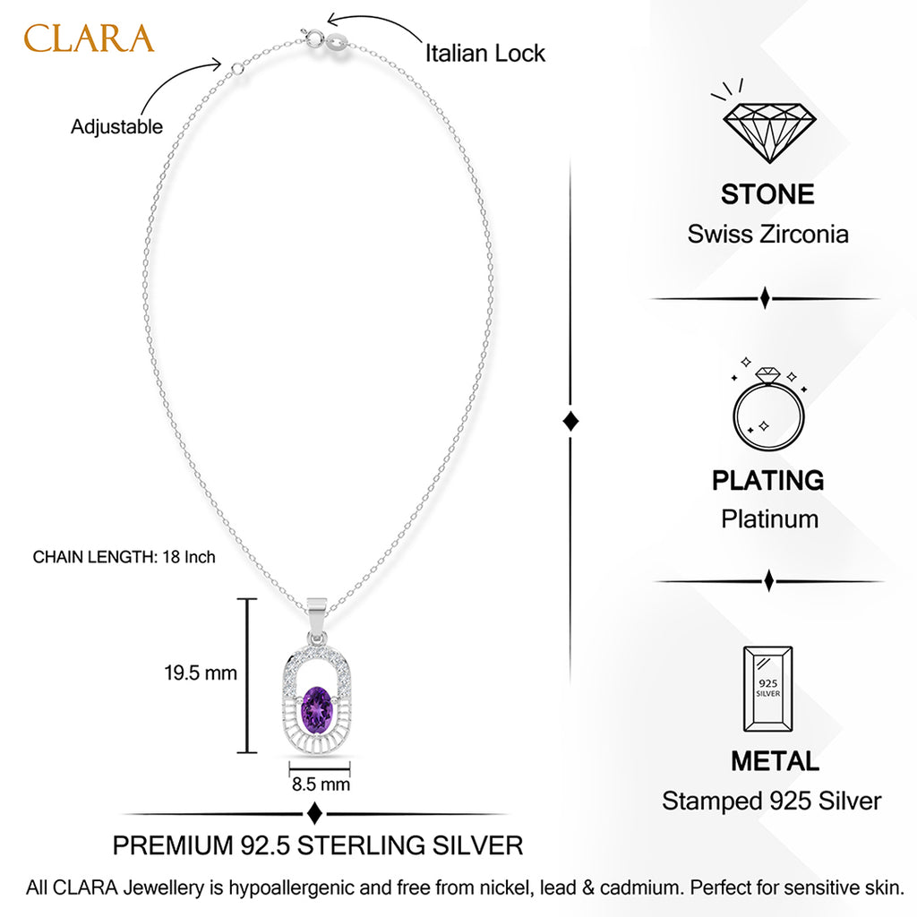 Silver Asti Purple Pendant with Chain