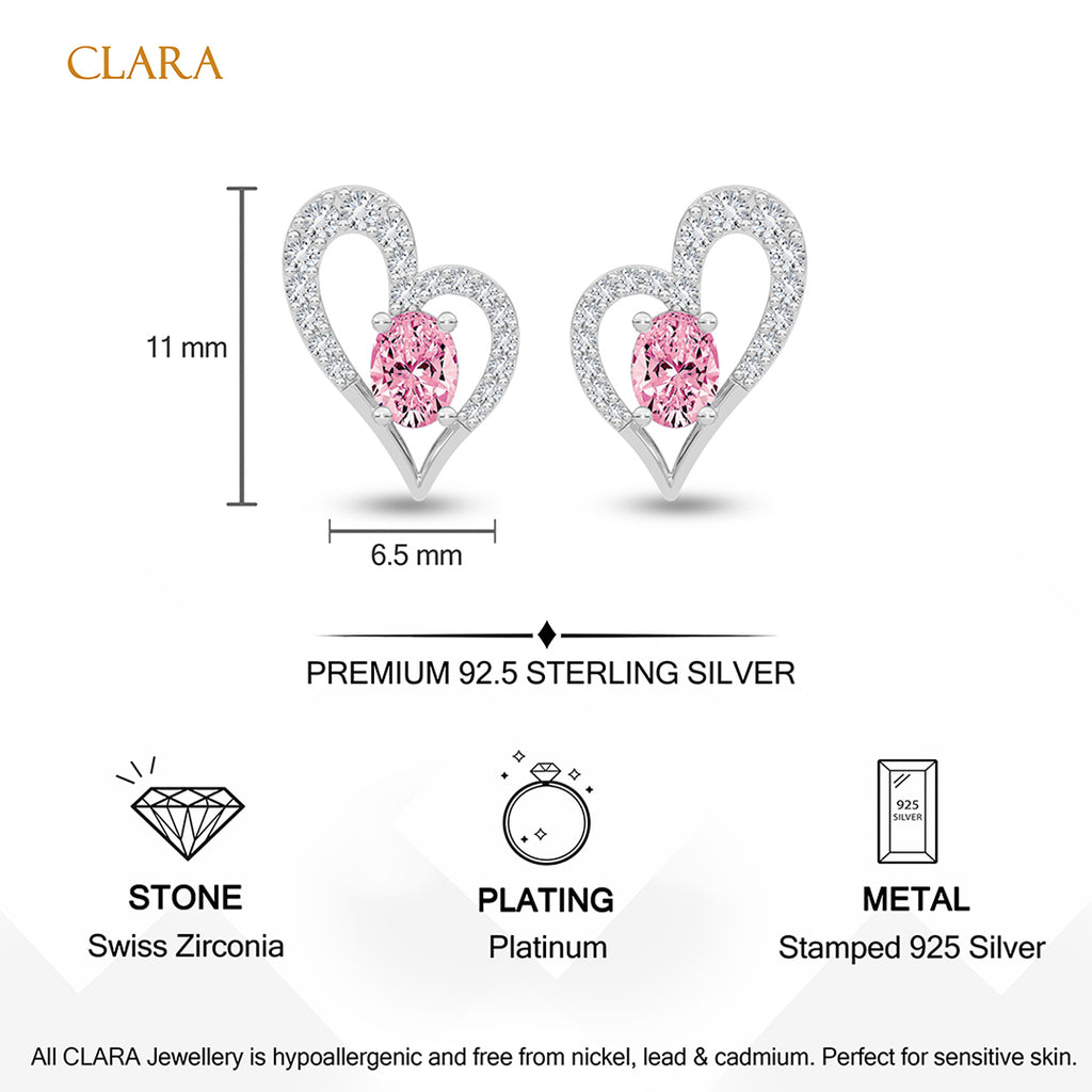 Silver Cuore Pink Heart Earrings