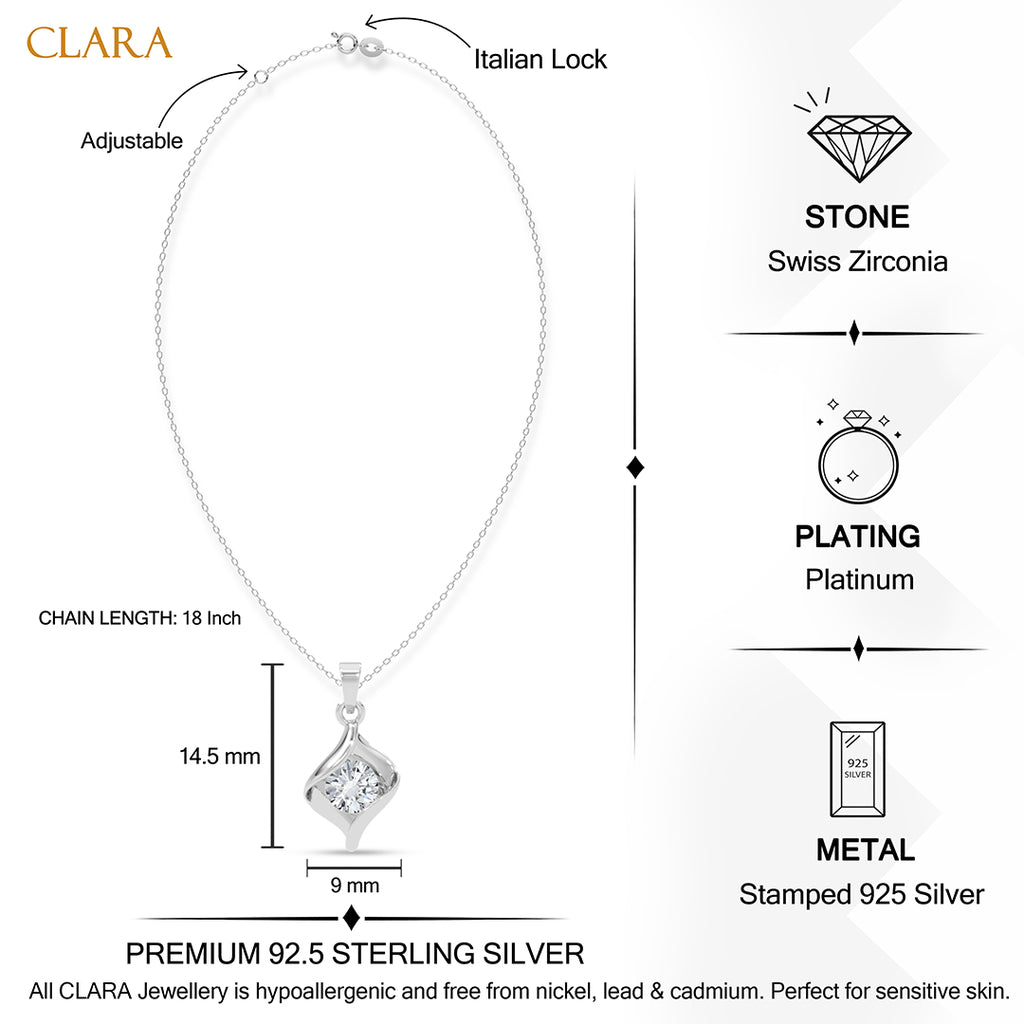 Silver Livia Solitaire Pendant with Chain