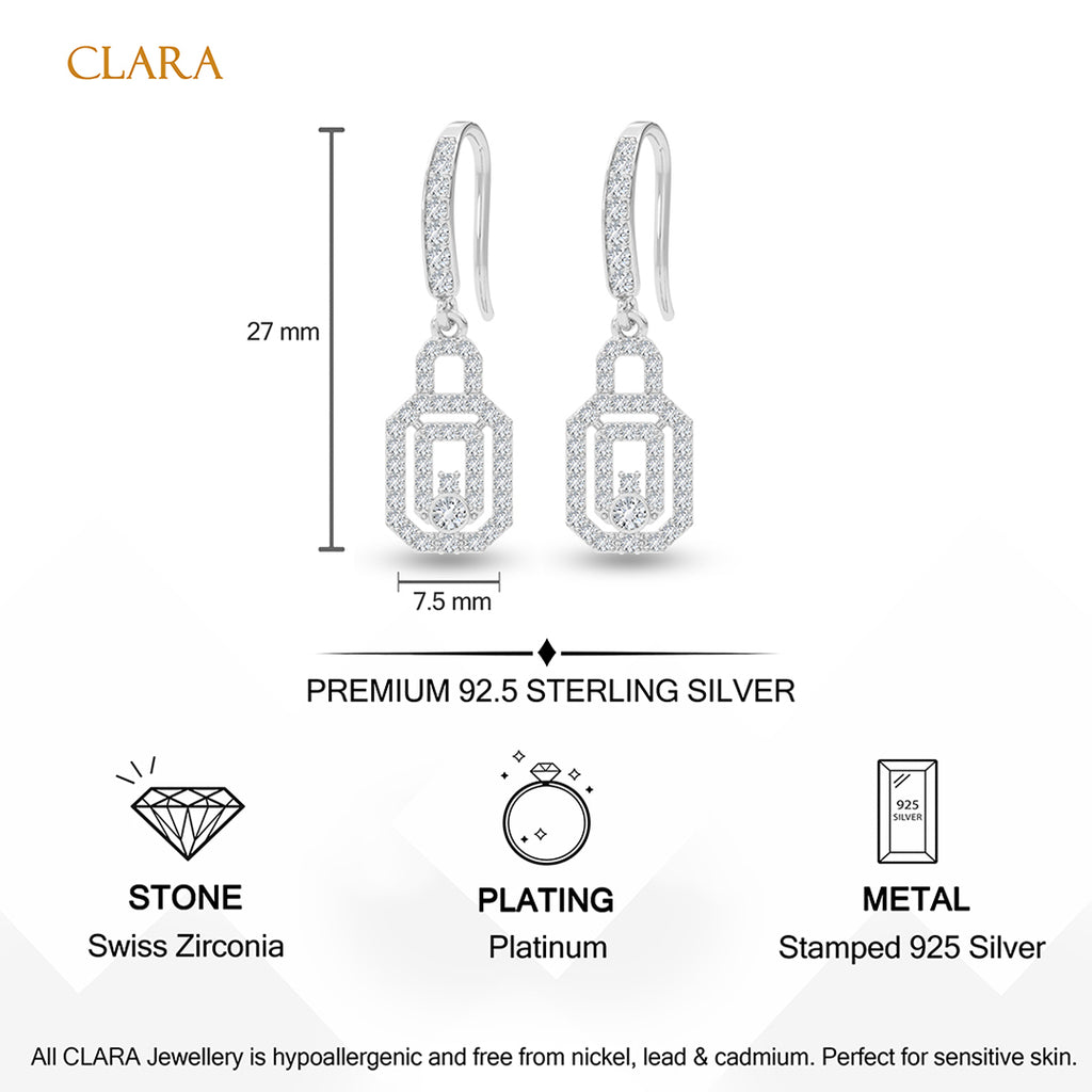 Silver Lock Drop Earrings