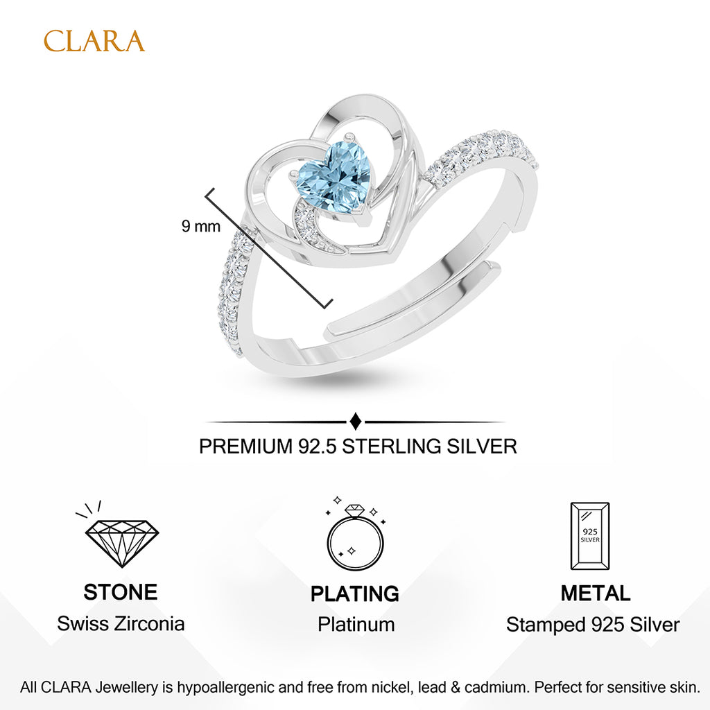 Silver Olesya Heart Finger Ring