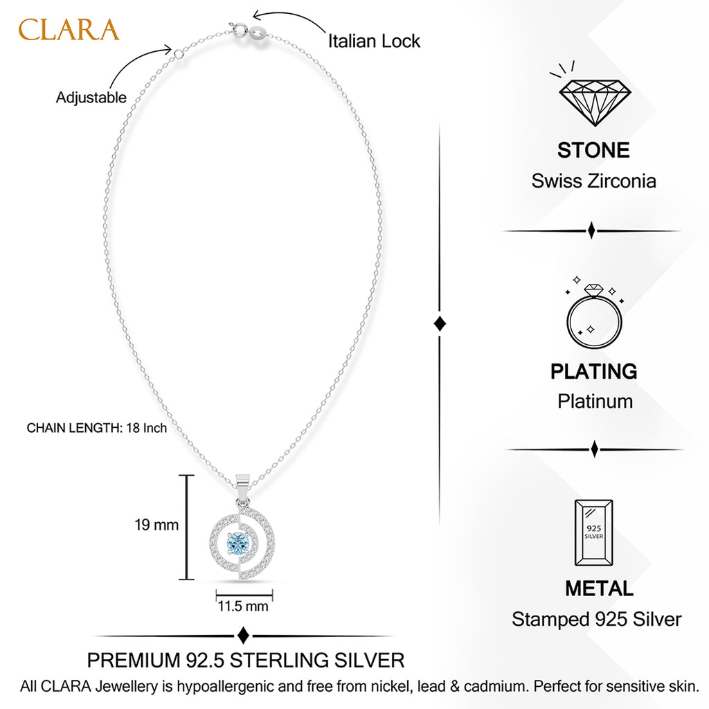 Silver Rici Sky Blue Pendant with Chain