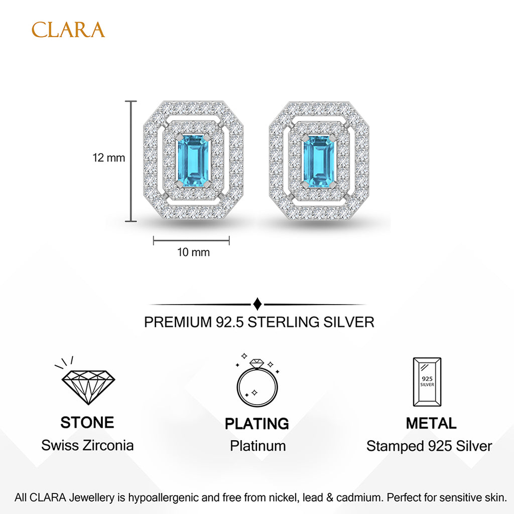 Silver Blu Elegante Stud Earrings
