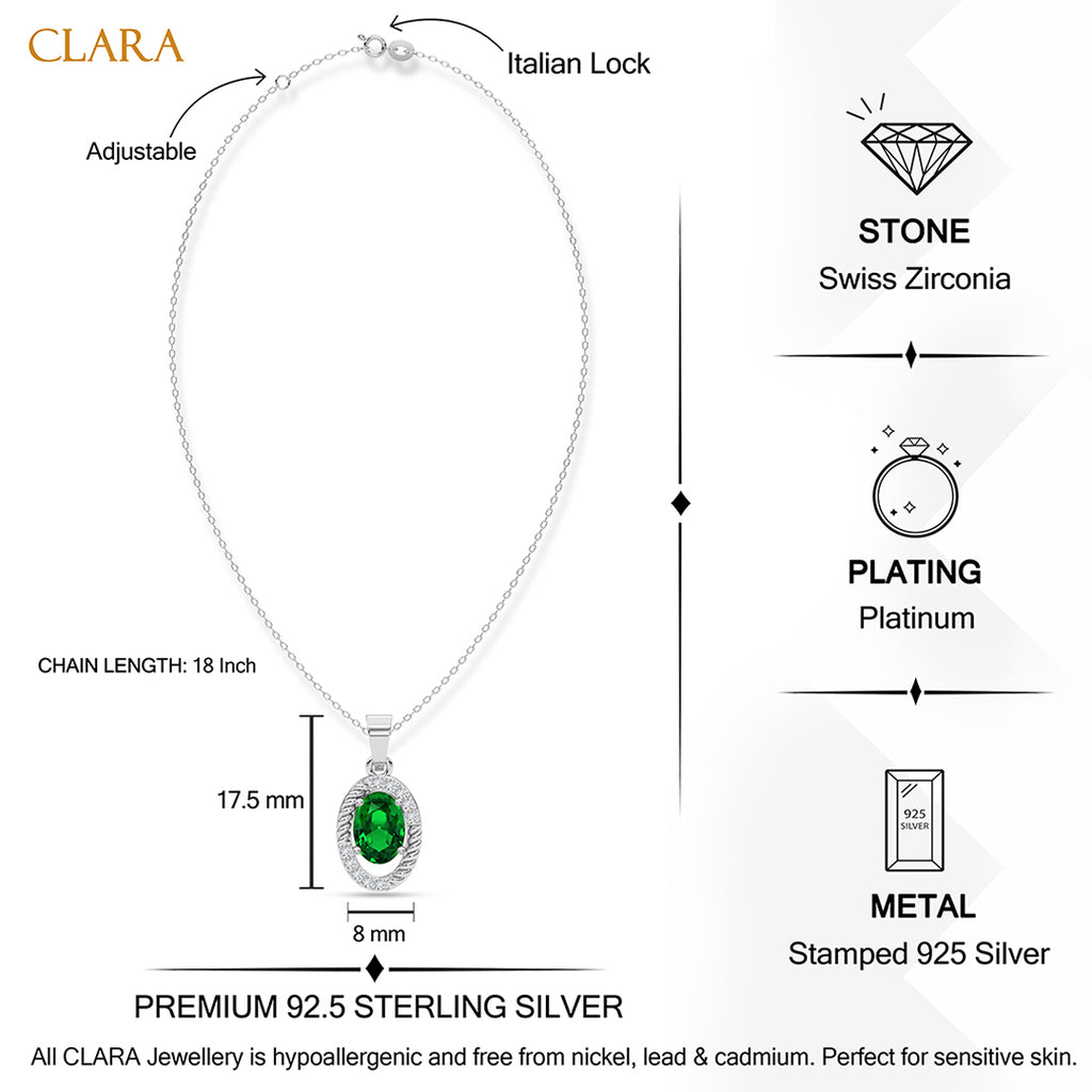 Silver Chiara Green Pendant with Chain