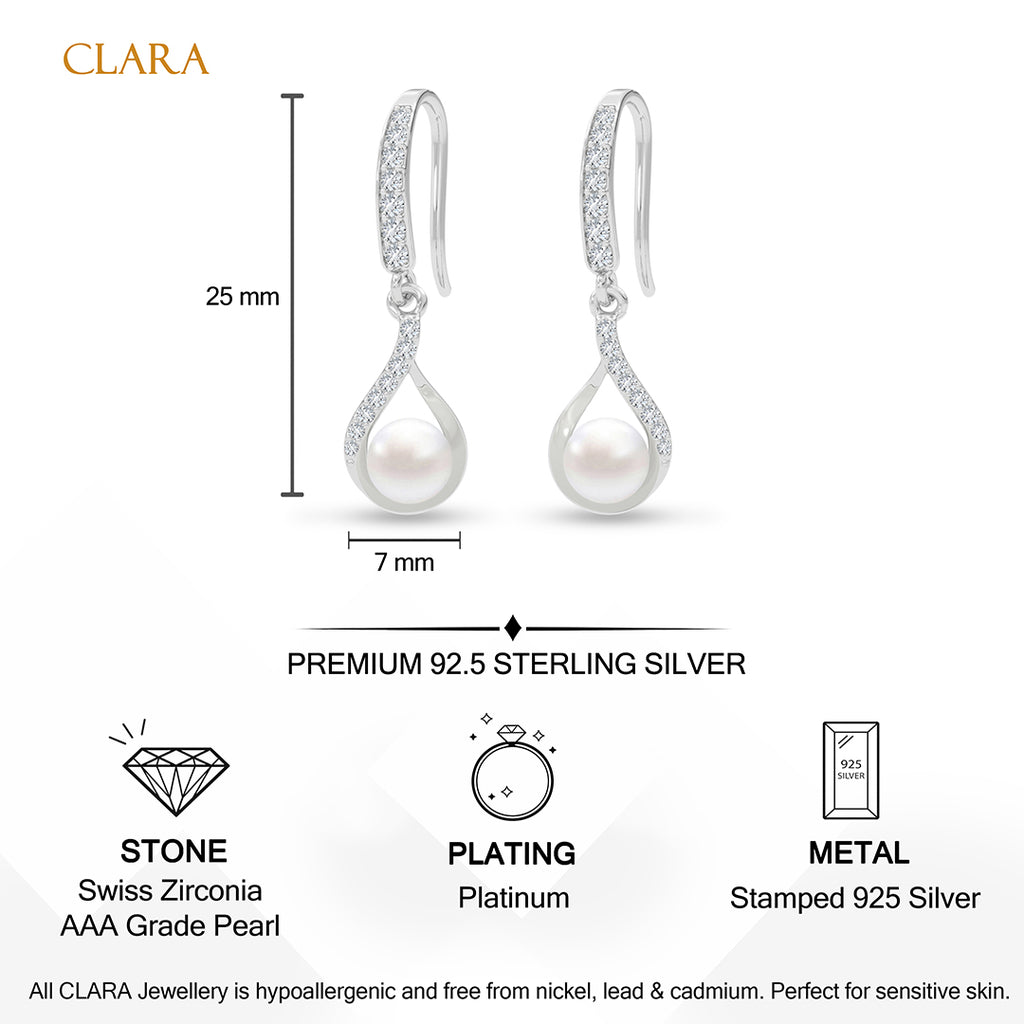 Silver Etoile Pearl Drop Earrings