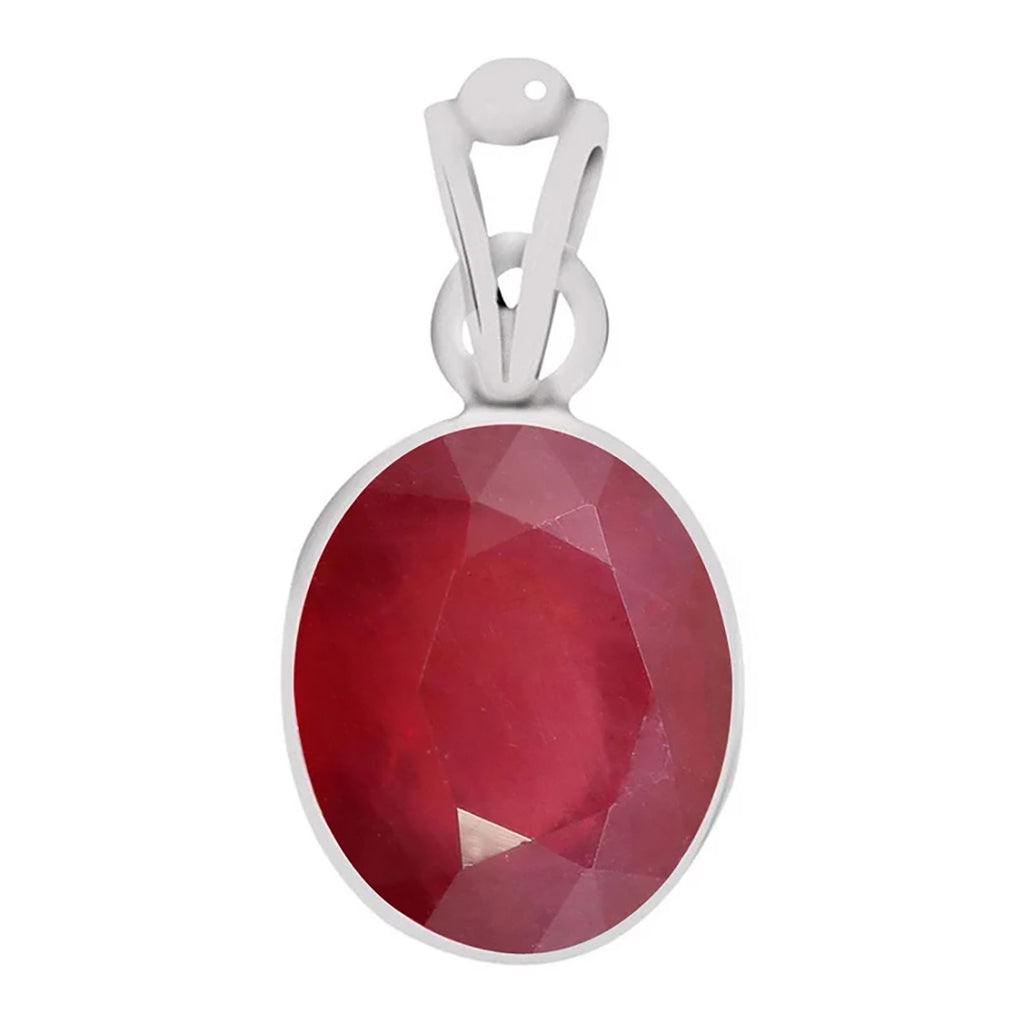 Certified Ruby Premium (Manik) Silver Pendant 3.9cts or 4.25ratti