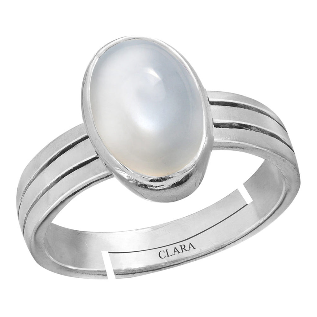 Certified Moonstone 3.9cts or 4.25ratti 92.5 Sterling Silver Adjustable Ring